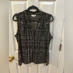 Calvin Klein Black White Patterned Sleeveless Women's Top